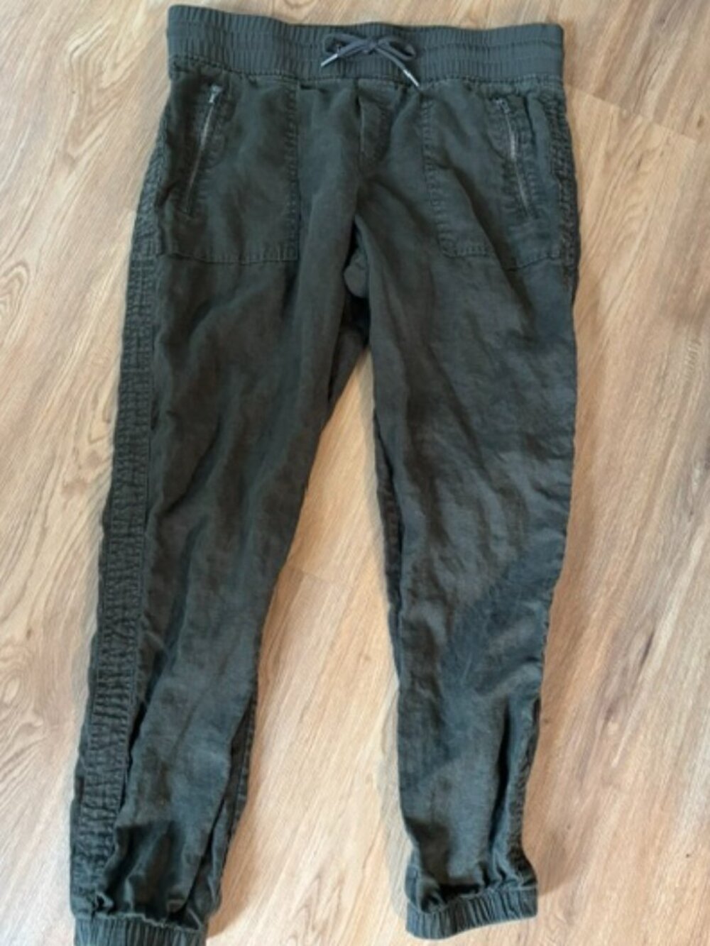 Athleta Cabo Linen Joggers Forest Green Ankle 10